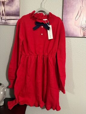 Janie and jack girls sweater dress size 10 fire red combed cotton new